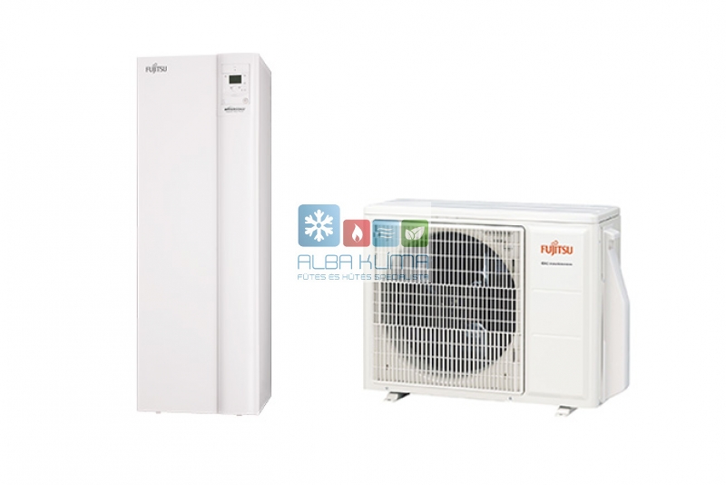 Fujitsu WGYA050ML3/WOYA060KLT (hidraulikus egység+kültéri egység) Waterstage levegő-víz hőszivattyú (beépített 190 literes HMV tartállyal) COMFORT DUO 4,5 kW